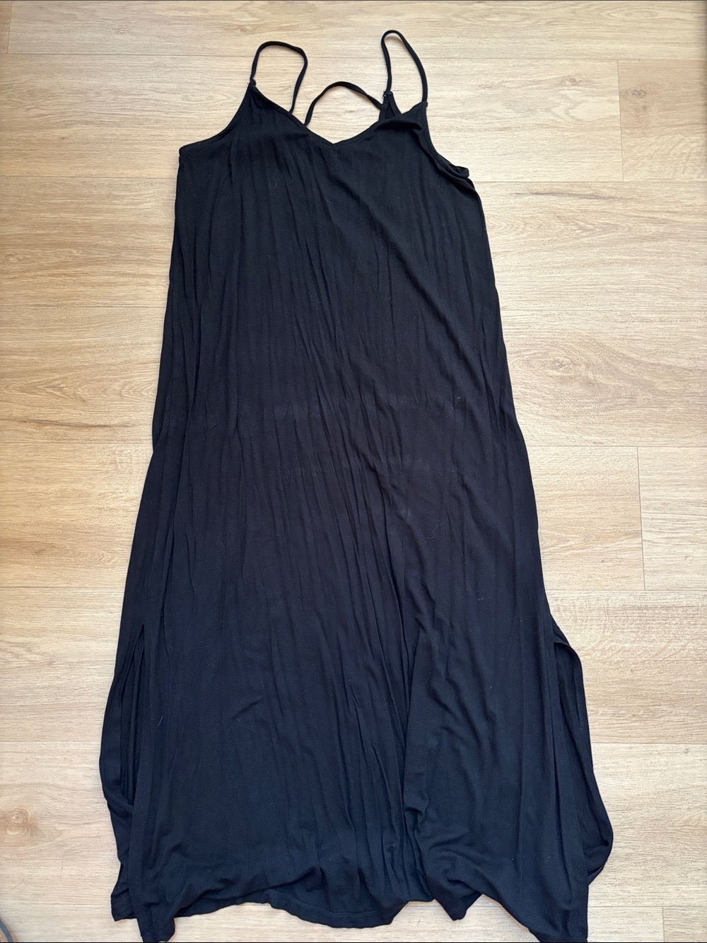 RVCA Black Maxi Slip Dress with Thin Straps